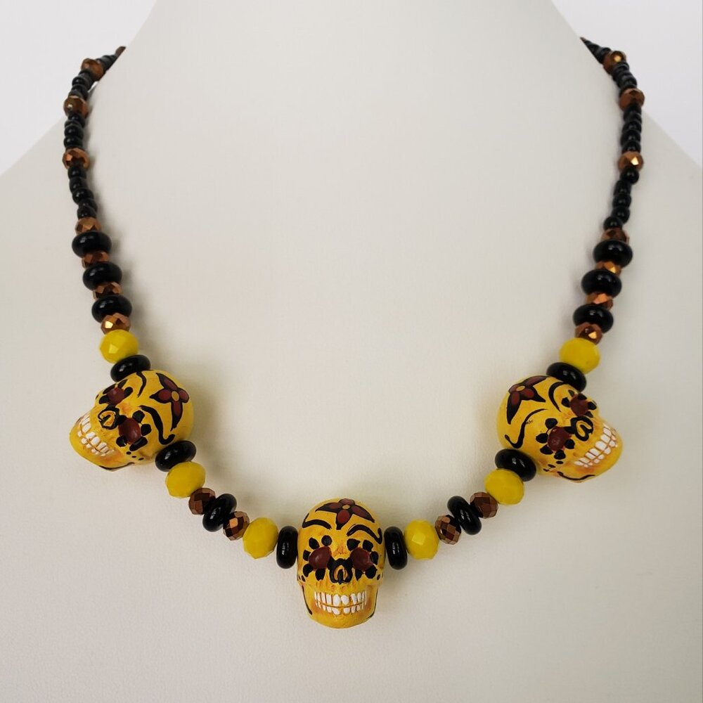 "HANIEL" ~ DAY OF THE DEAD Sugar Skull Necklace by KATSPAW JEWELRY